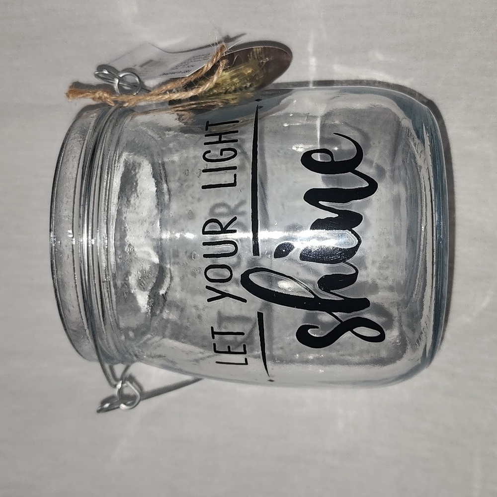 NWT "Let Your Light Shine" Glass Jar